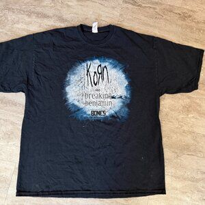 Vintage Korn Shirt Mens XXL Black Y2K Breaking Benjamin Metal Rock Tour Band Tee